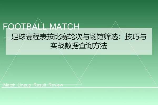 足球赛程表按比赛轮次与场馆筛选：技巧与实战数据查询方法